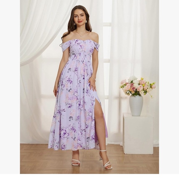 NWT. GRACE KARIN Women's Summer Solid Purple Pattern Dress Maxi Dress. Medium. - Picture 2 of 6